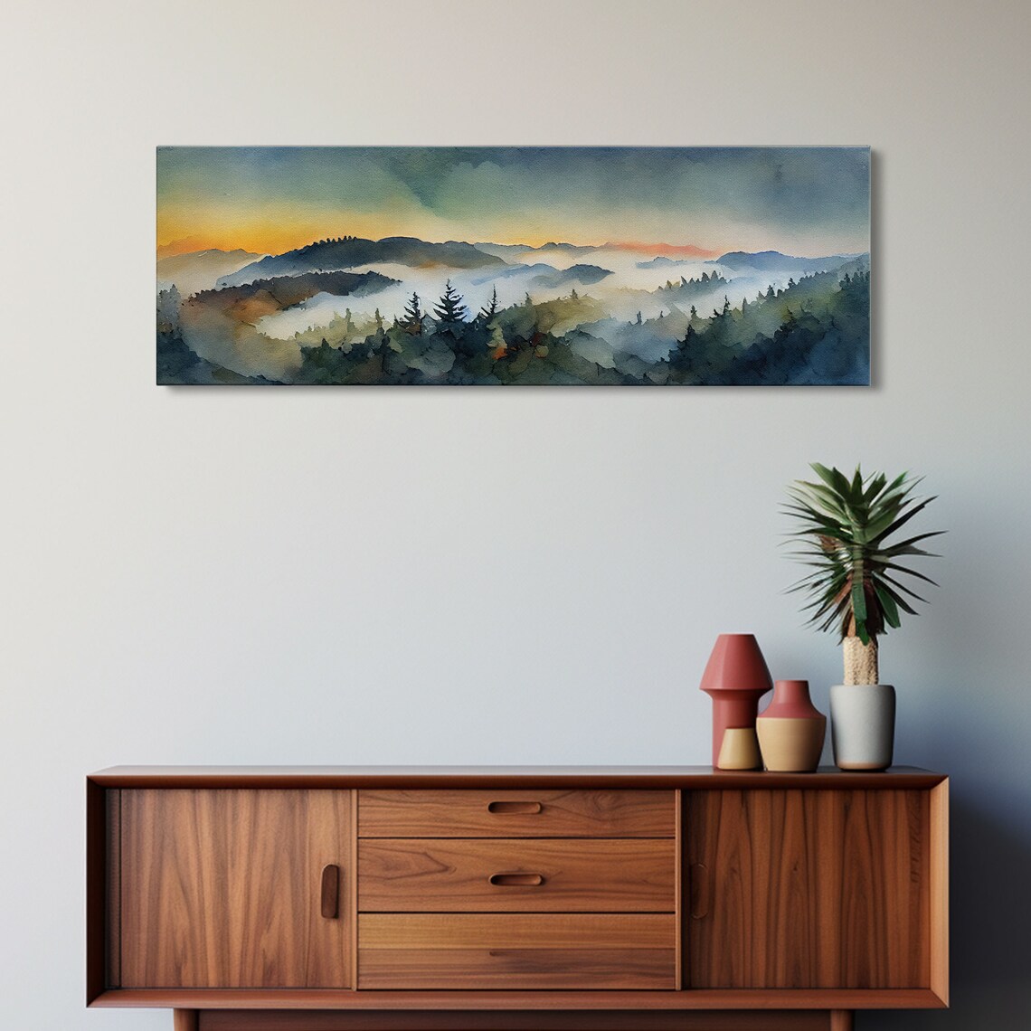 Watercolor Landscape Art Print, Panoramic Living Room - Image 5