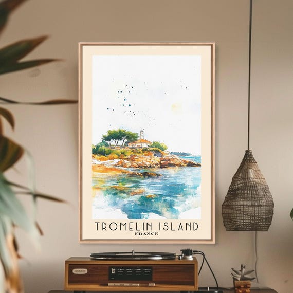 Tromelin Island France Watercolor Beach Print Vacation Gift France Wall Art Framed Print Framed Beach Painting