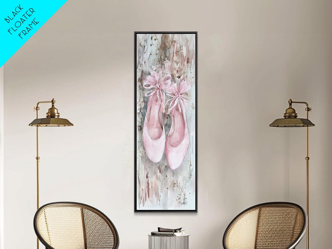 Pink Ballet Shoes Ribbons Watercolor Dancer Gift Wall Art Poster - Image 5