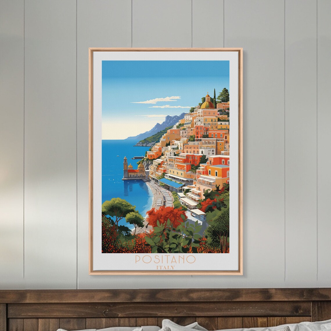 Positano Italy Amalfi Coast Cliffside Village Beach View Travel Poster - Image 4