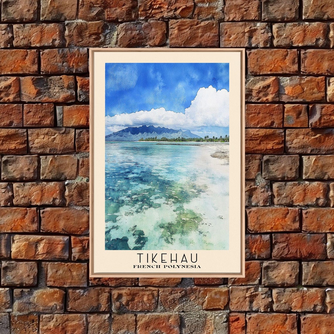 Tikehau French Polynesia Coral Lagoon Clear Water Mountain Poster - Image 5