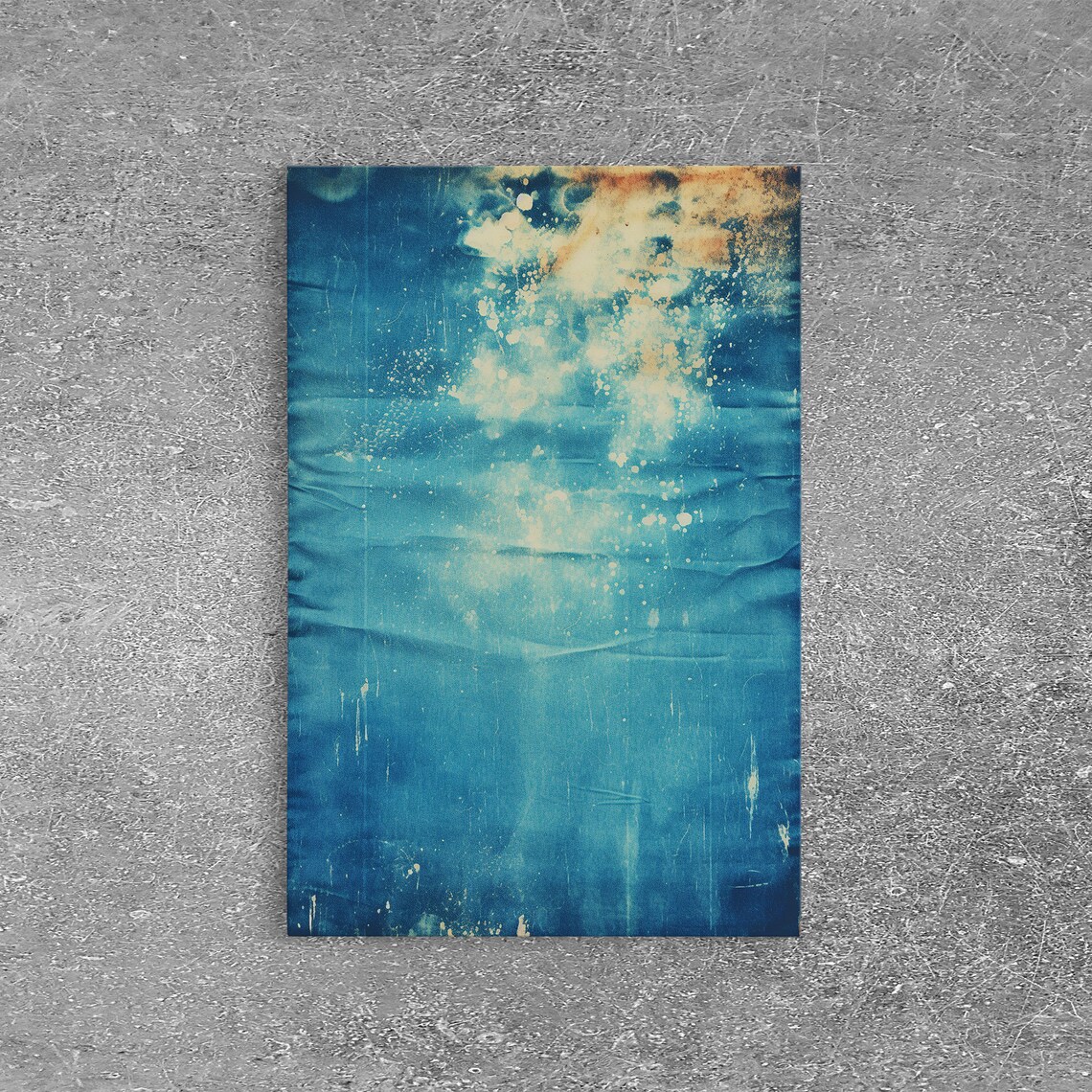 Denim Tie-Dye Texture Art Print, Boho Minimalist