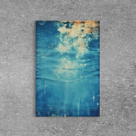 Denim Tie-Dye Texture Art Print, Boho Minimalist