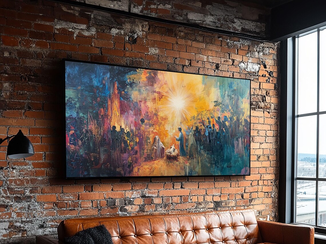 Nativity Painting Print Christmas Wall Art Christian Art Christian Painting Nativity Drawing Nativity Oil Painting