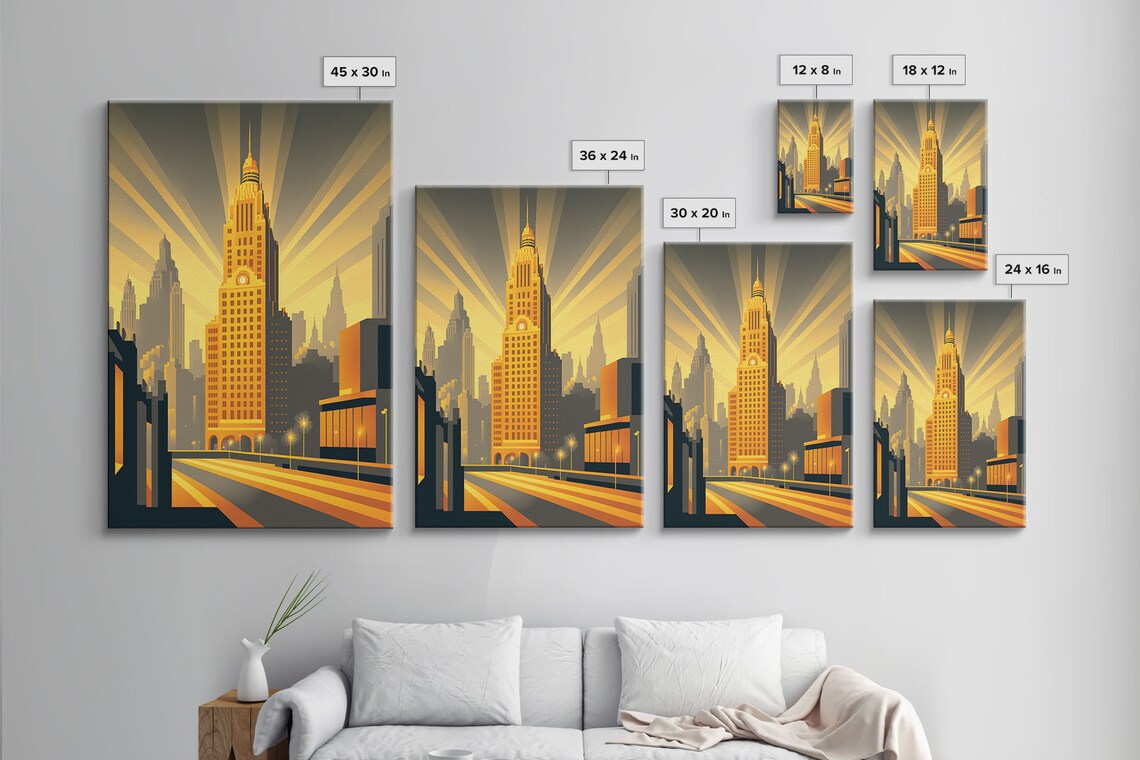 Art Deco Architecture, 1930s Style City Skyline Poster - Image 5