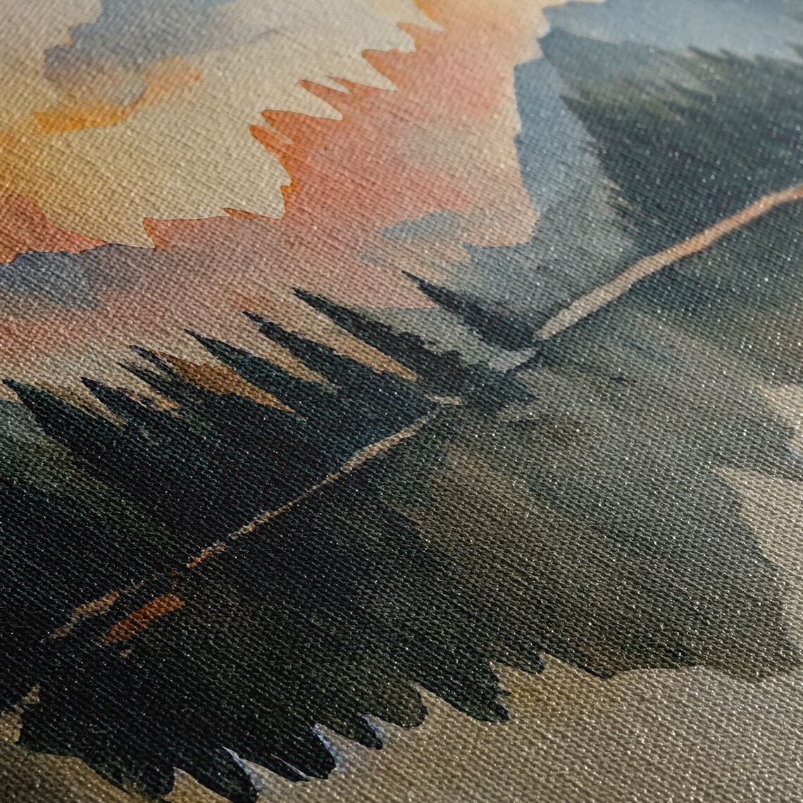 Unique Watercolor Painting Of A Forest Fire Panoramic Print Ready To Hang Gloomy Wall Decor - Image 2