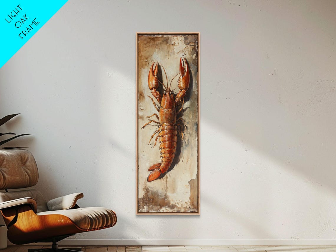 Rustic Crayfish Lobster Oil Painting Cajun Kitchen Wall Art Poster - Image 4