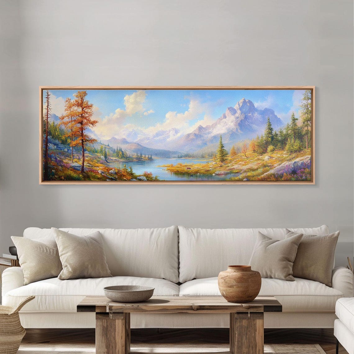 Wilderness Autumn Mountain Lake Serene Forest Cabin View Poster - Image 3