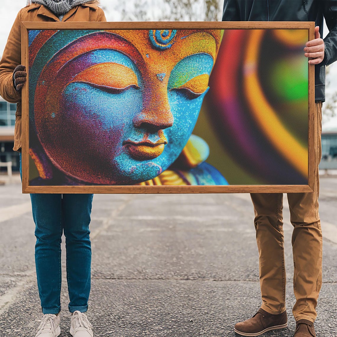 Colorful Buddha Wall Art Framed Print Buddhism Print Yoga Zen Wall Art Buddha Decor - Image 3