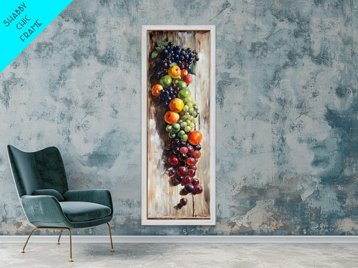 Retro Kitchen Wall Art Still Life Painting Of Fruit Print Narrow Art Narrow Wall Art Tall Skinny Art Skinny Narrow Wall Art - Image 6