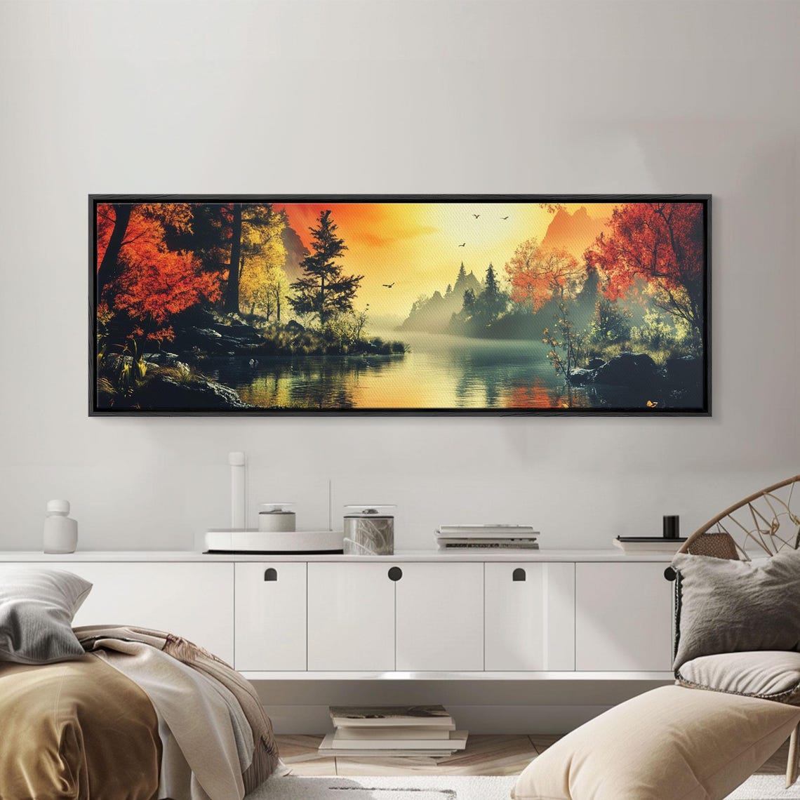Dark Moody Valley Sunset Lake Autumn Forest Stormy Sky Poster - Image 5