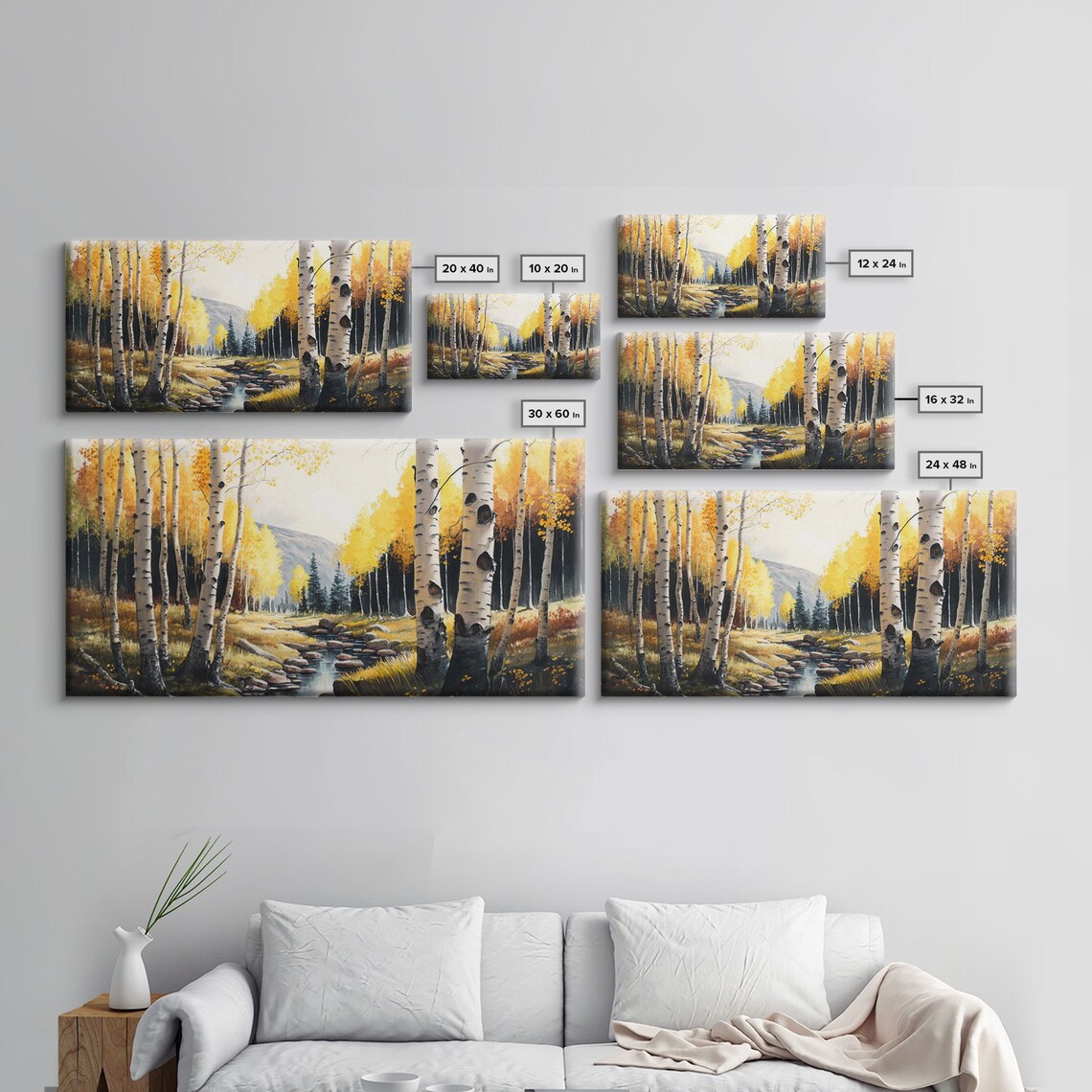 Birch Trees Watercolor Nursery Landscape Art Print - Image 2