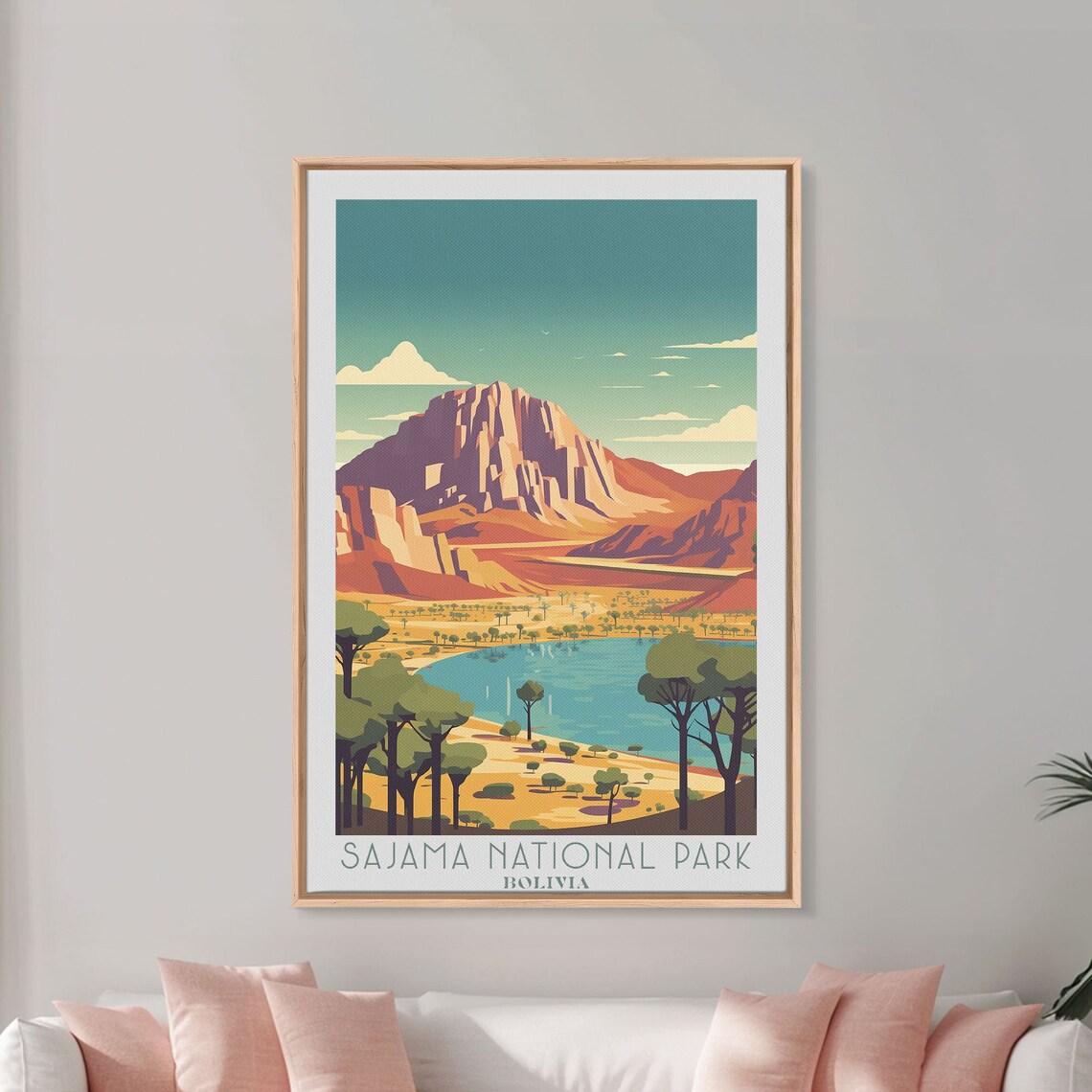 Sajama National Park Bolivia Mountain Lake Trees Desert Plain Travel Poster - Image 6