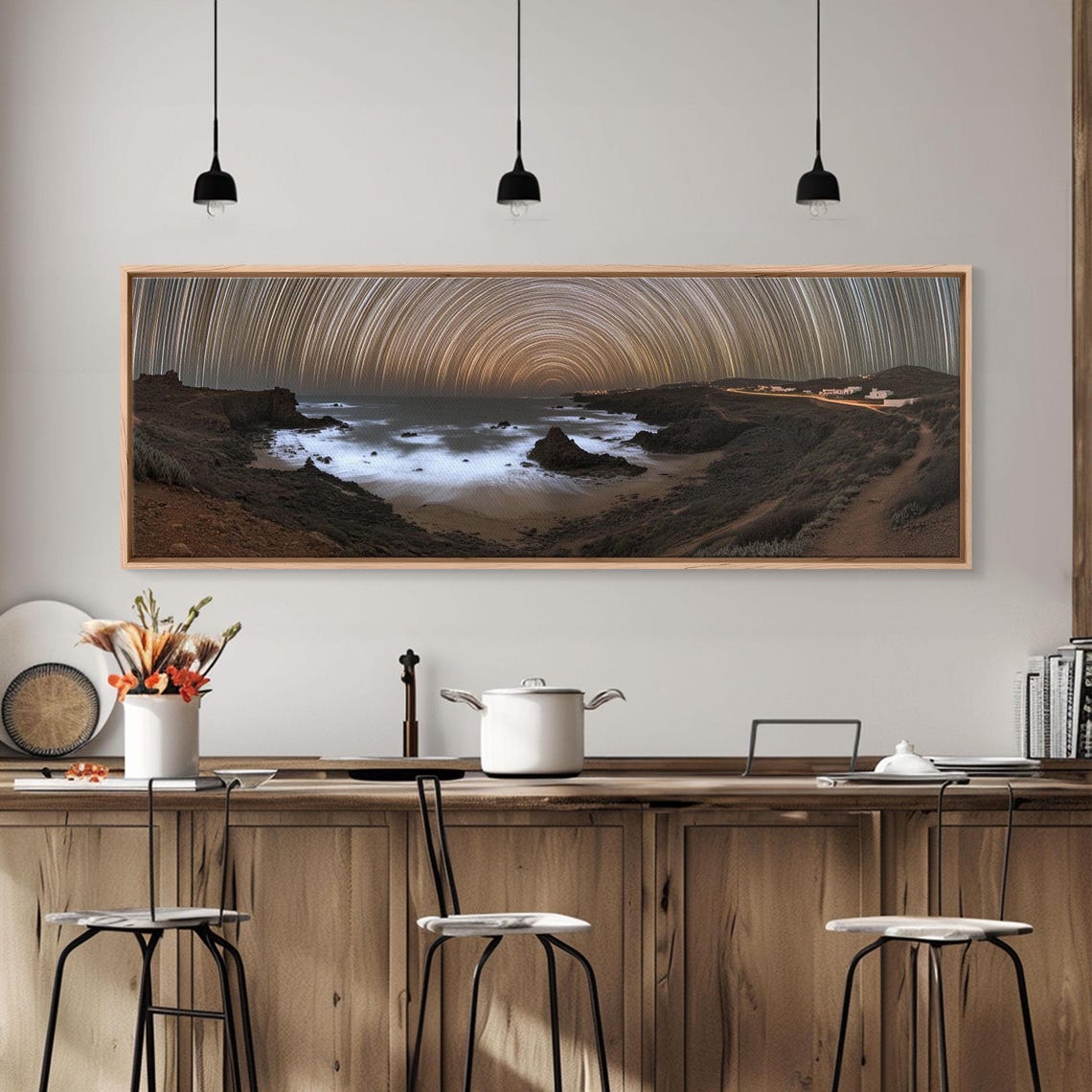 Star Trails Over Rocky Coastline Night Sky Long Exposure Poster - Image 5