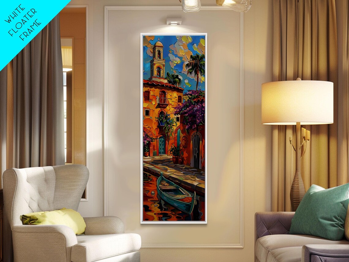 Venetian Canal Gondola Bell Tower Old Town Impasto Painting Poster - Image 6