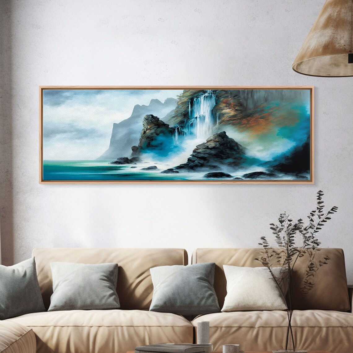 Fantasy Waterfall Panoramic Landscape Art Print - Image 4