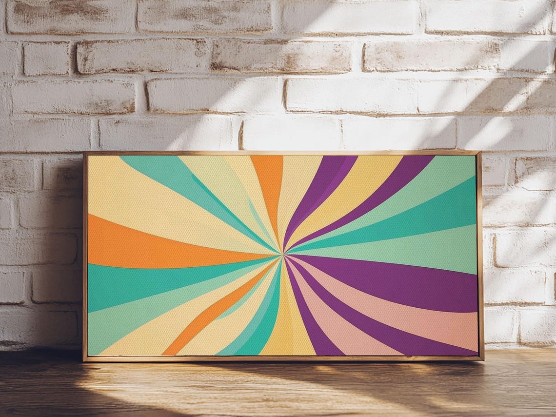 Mid Century Modern Colorful Psychedelic Starburst Sunburst Print - Image 3