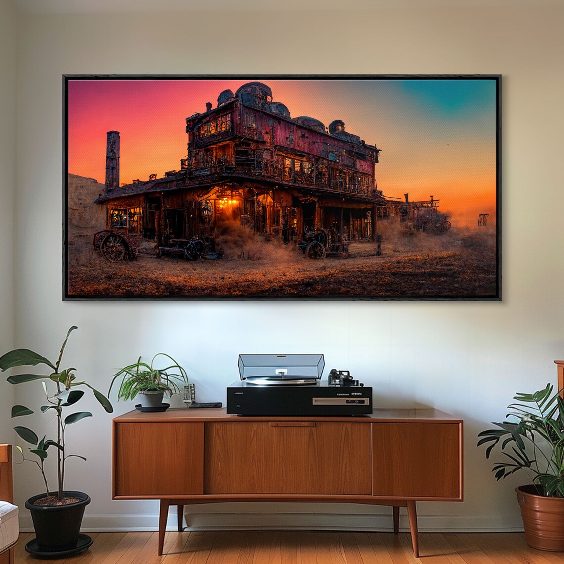 Synthwave Retro Wild West Saloon Art Print - Image 5