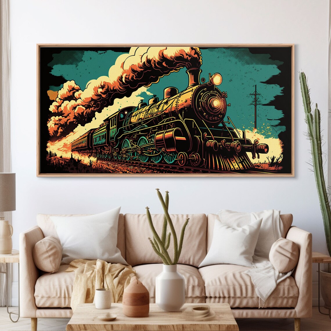 Pop Art Steam Train, Western Art Poster Print - Image 3