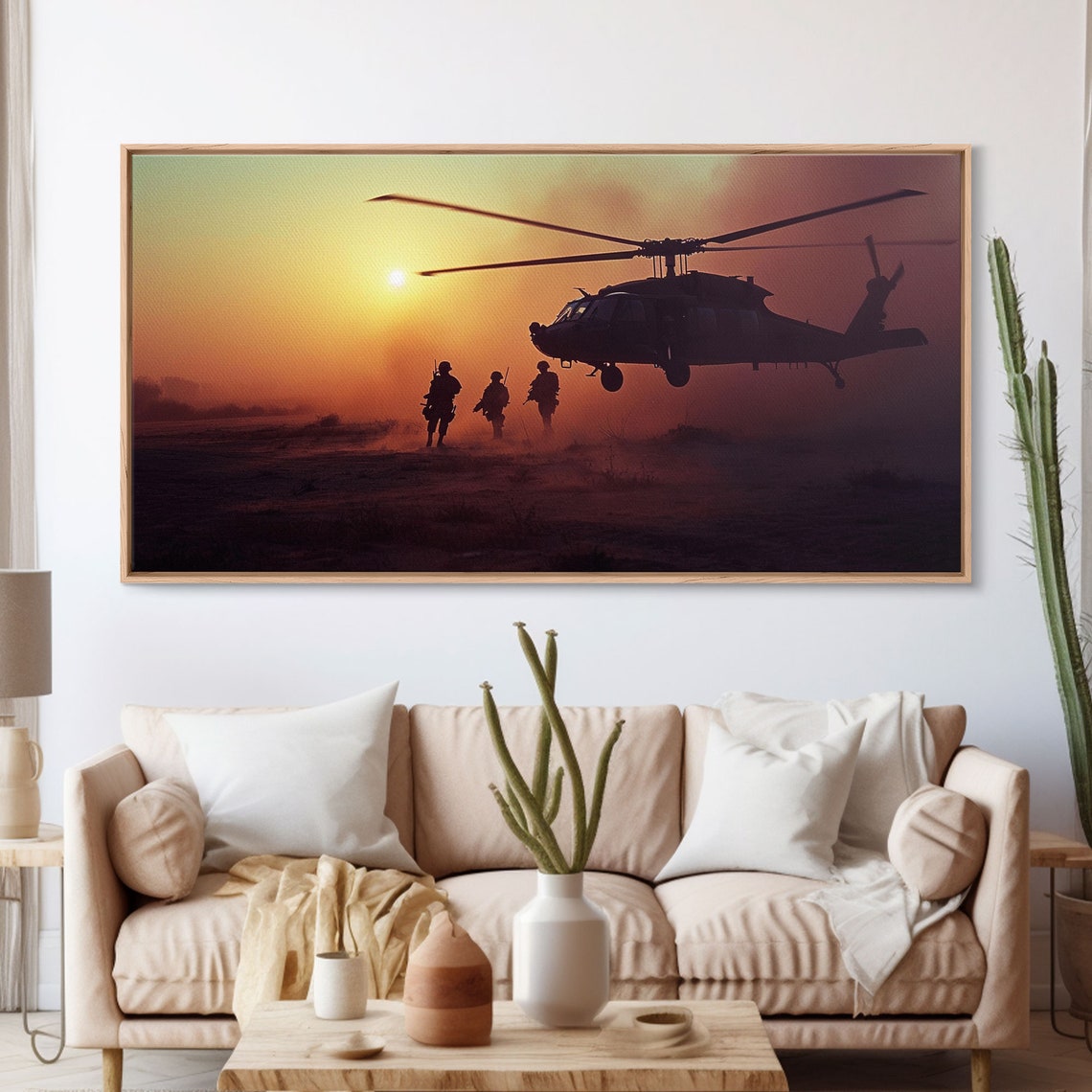 Blackhawk Helicopter Fire Team Insertion Sunset Dust Military Wall Art - Image 3