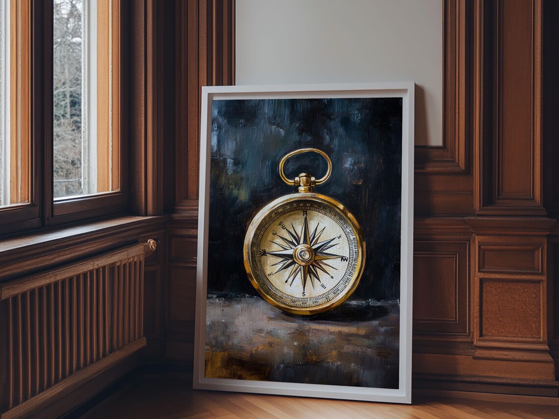 Weathered Compass Nautical Coastal Art Print - Image 6