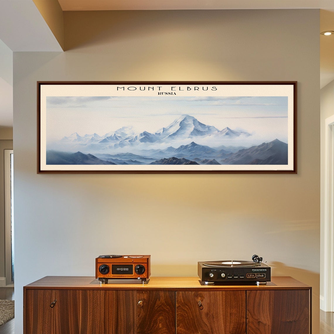 Mount Elbrus Russia Snowy Peak Misty Mountain Range Panoramic Poster - Image 5
