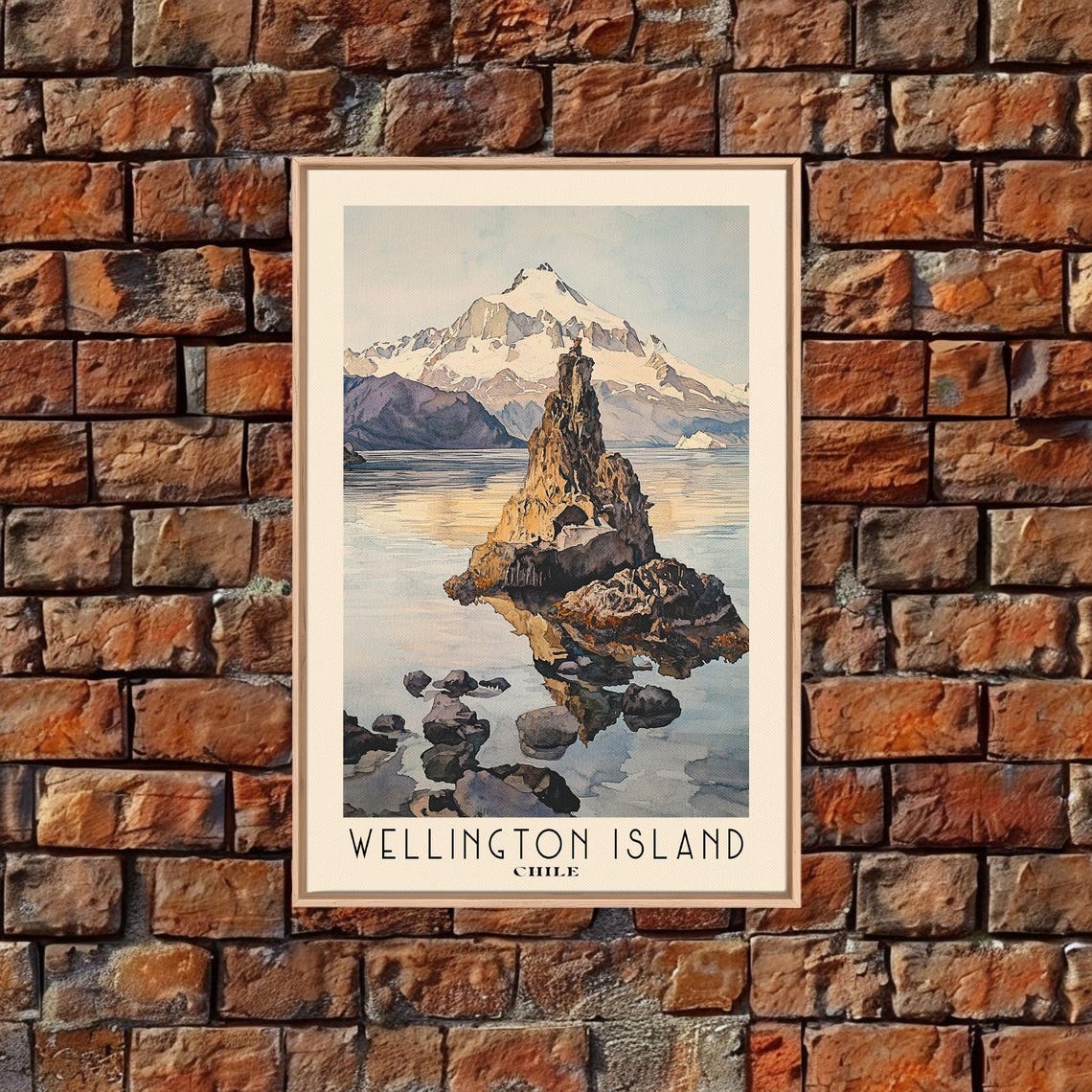 Wellington Island Chile Watercolor Beach Print Vacation Gift Chile Wall Art Framed Print Framed Beach Painting - Image 5