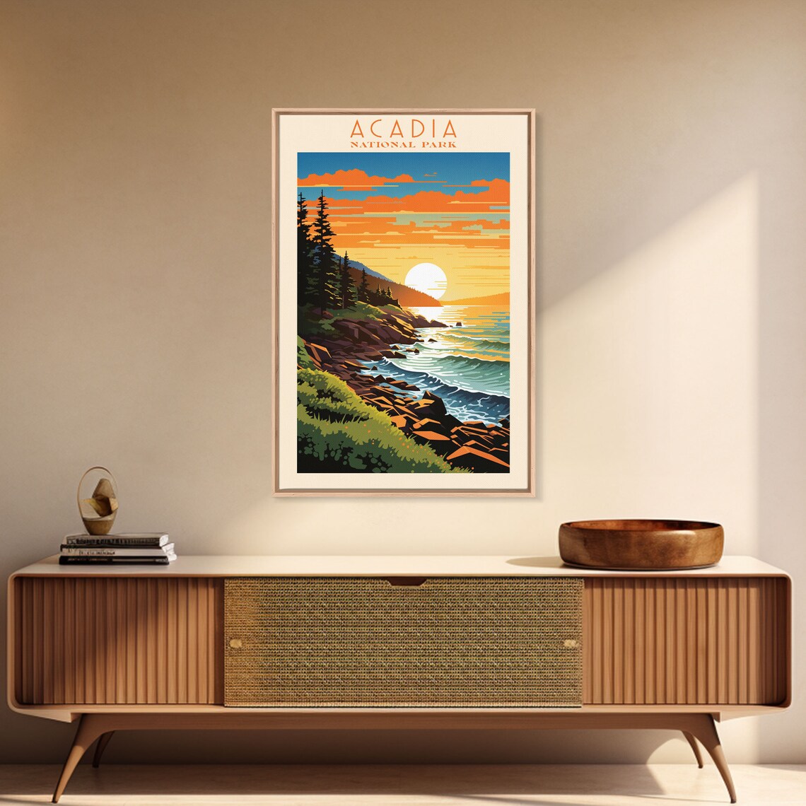Acadia National Park Retro Travel Poster, State Park Art - Image 3