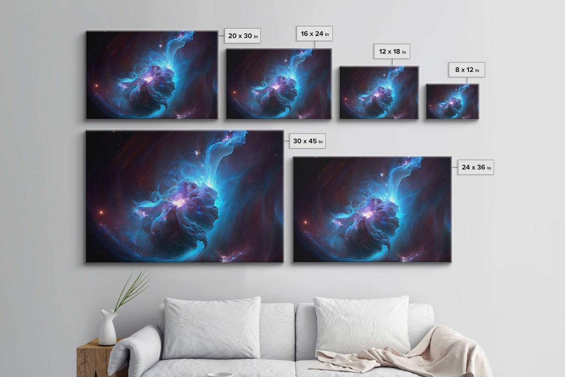 Blue Purple Nebula Galaxy Deep Space Stars Cosmic Sci Fi Art Poster - Image 2