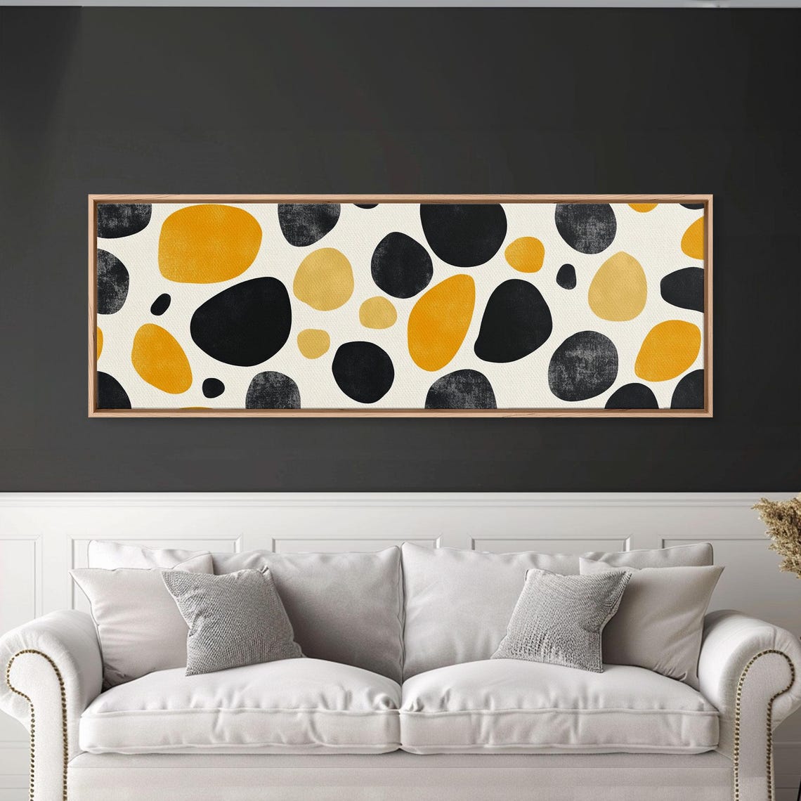 Black Mustard Yellow Organic Stones Mid Century Modern Abstract Poster - Image 3