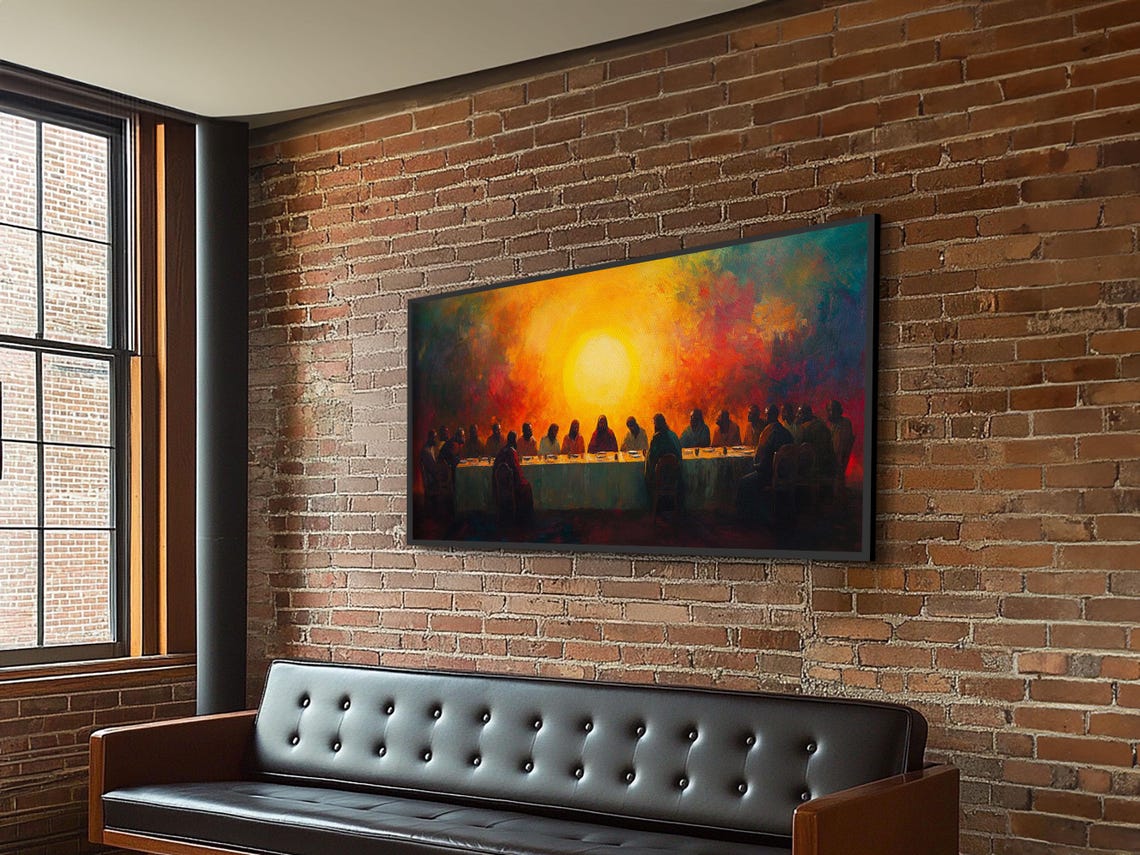 Scenic Depiction Of The Last Supper Framed Print Jesus Art Bible Wall Art Christian Faith Home Decor Last Supper Oil Painting - Image 5