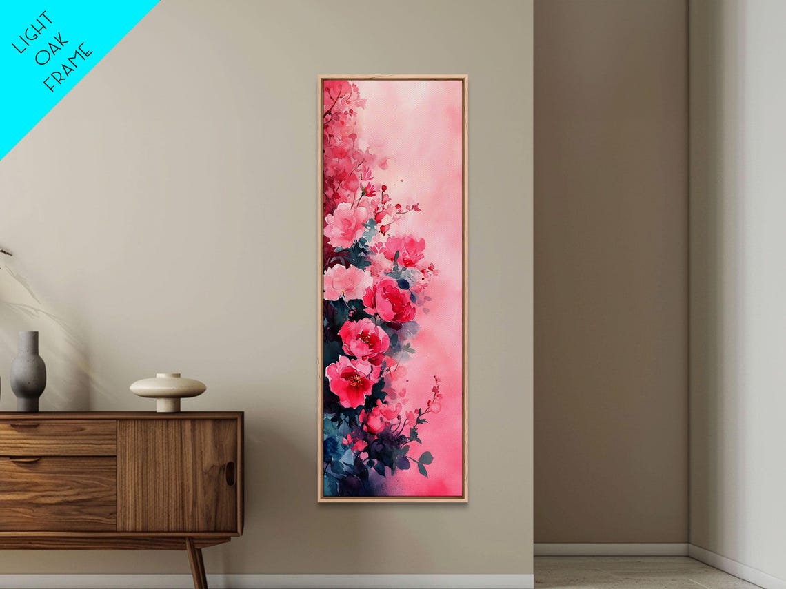 Cascading Pink Roses Dark Floral Watercolor Dramatic Art Poster - Image 2