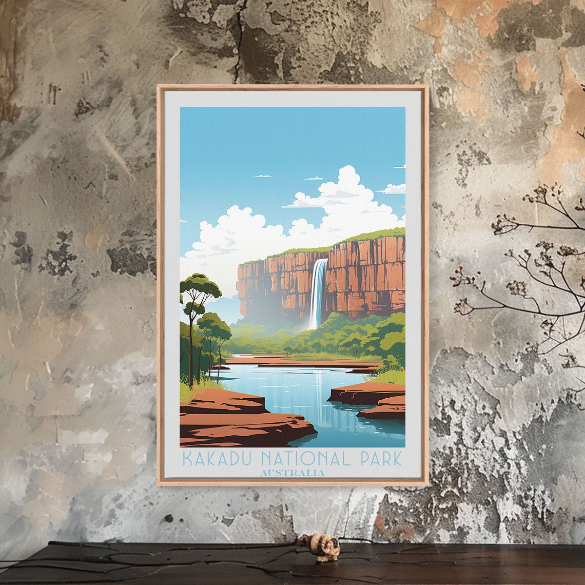 Kakadu National Park Australia Waterfall Sandstone Escarpment Poster