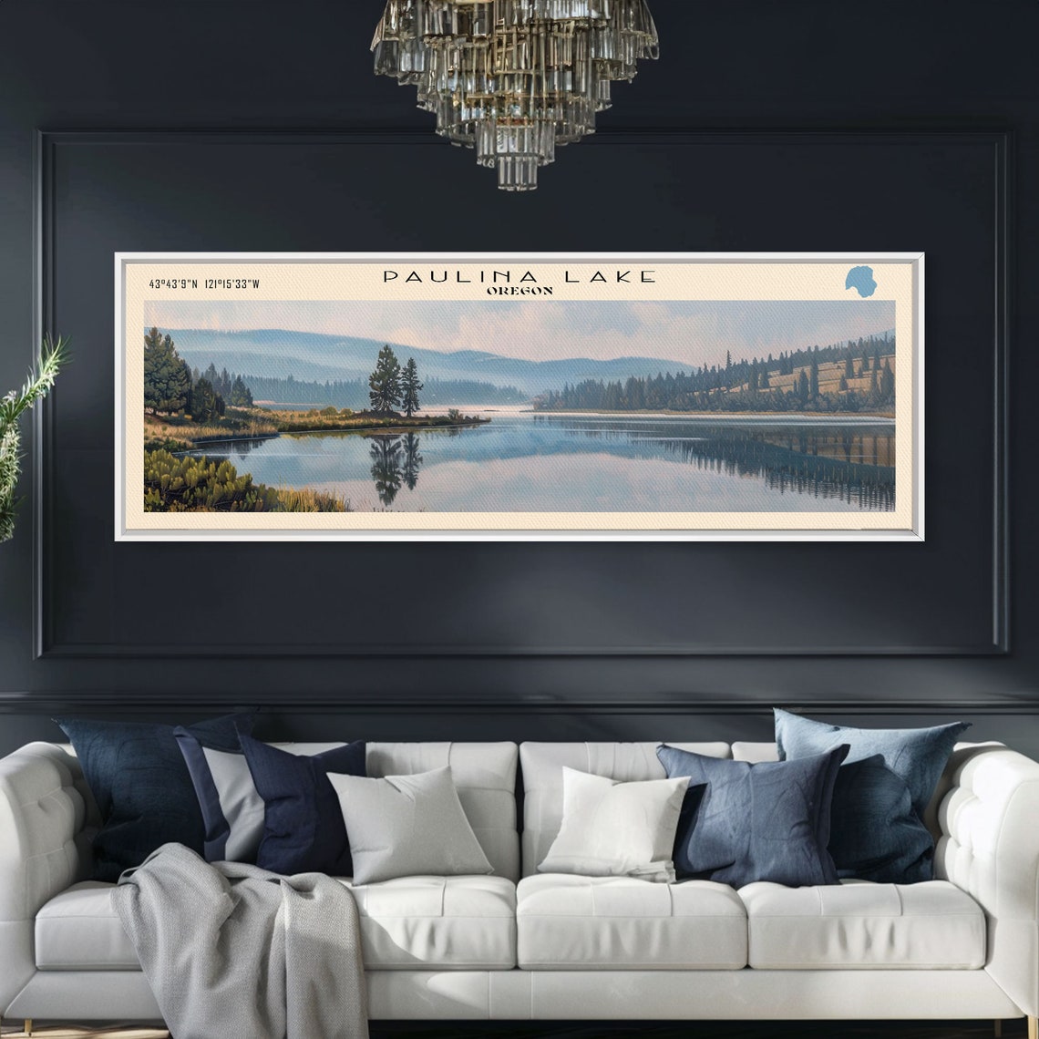 Paulina Lake Oregon Mirror Calm Water Evergreen Hills Travel Poster - Image 5