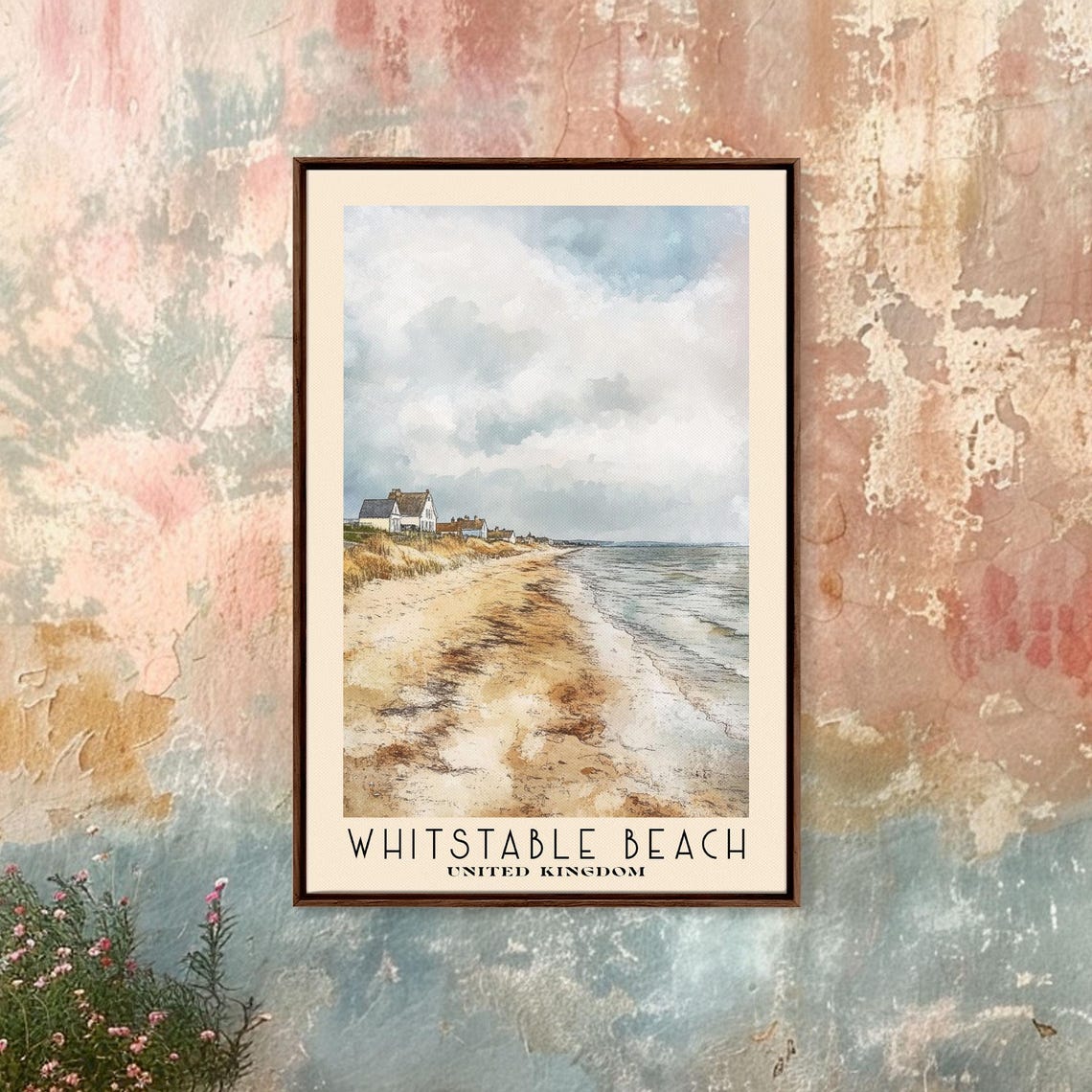 Whitstable Beach United Kingdom Watercolor Sandy Coast Travel Poster - Image 4