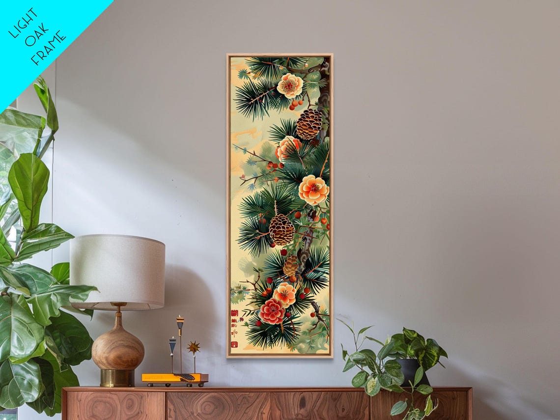 Japanese Ukiyo E Pine Branches Blossoms Pine Cones Art Poster - Image 5