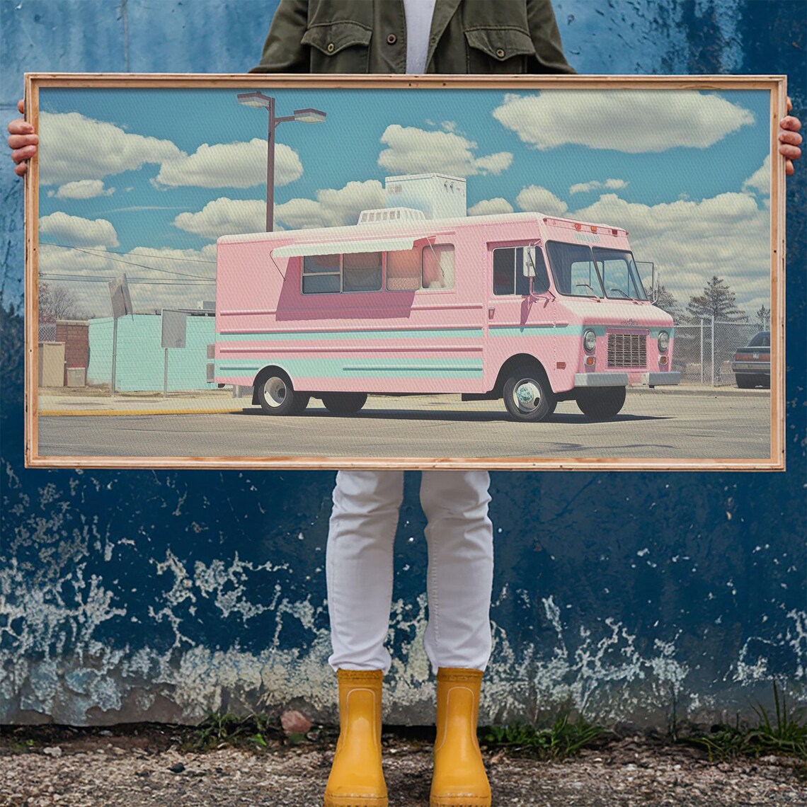 Retro Pink Ice Cream Truck Vintage Street Food Truck Wall Art Poster - Image 6