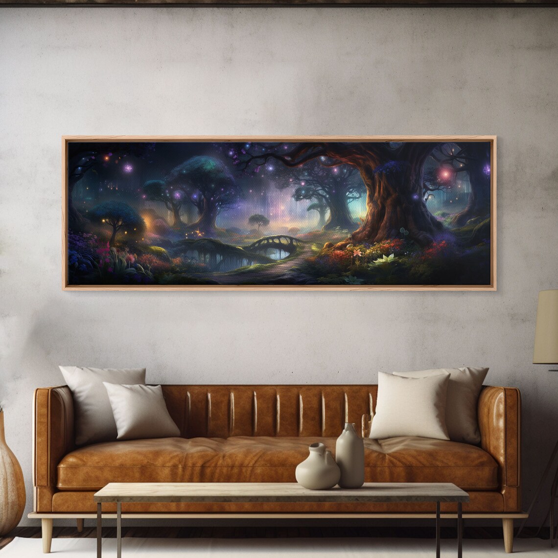 Spiritual Fantasy Forest Art Print, Lanterns and Rivers