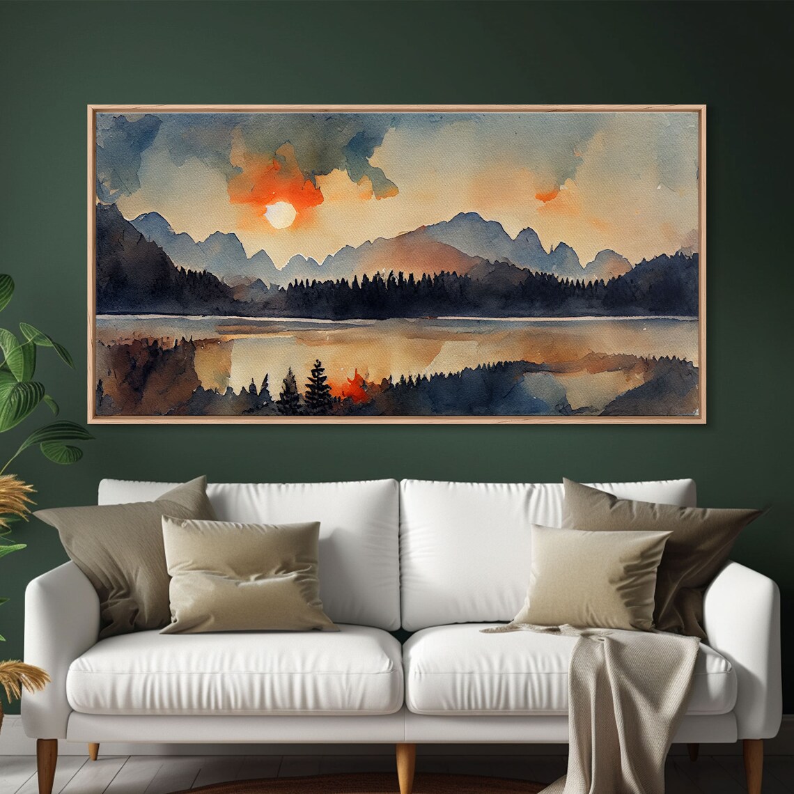 Watercolor Forest Fire Landscape Reproduction Print - Image 5