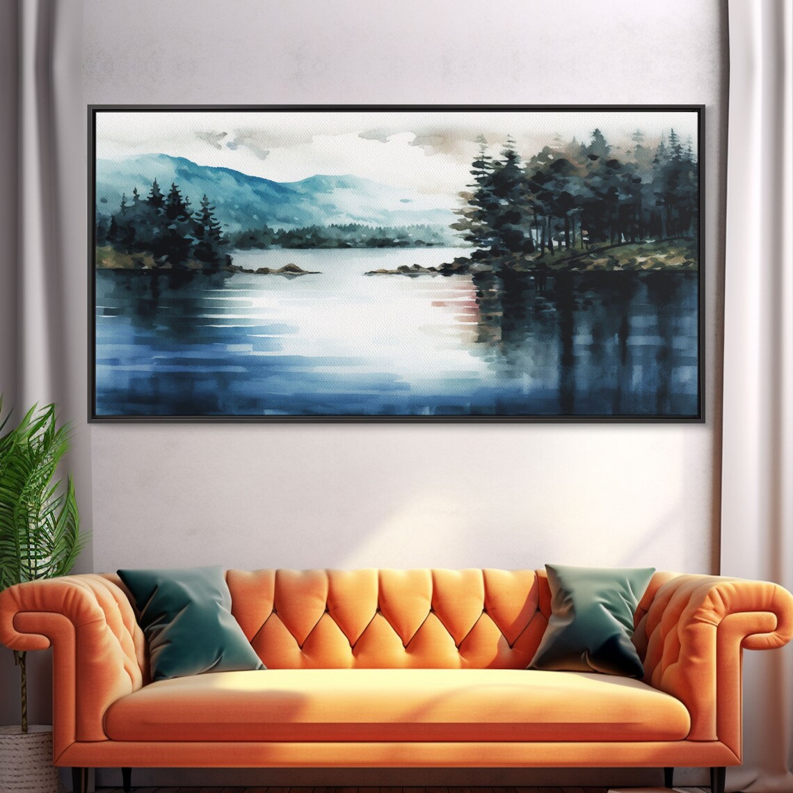 Subdued Whimsical Lakehouse Watercolor Art Print - Image 5