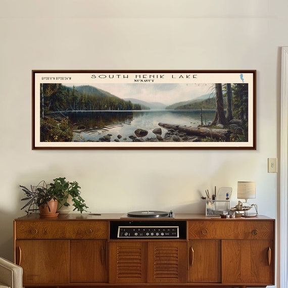 South Henik Lake Panoramic Framed Print Lake House Decor Wall Art Travel Poster Scenic Lake Painting Living Room Decor