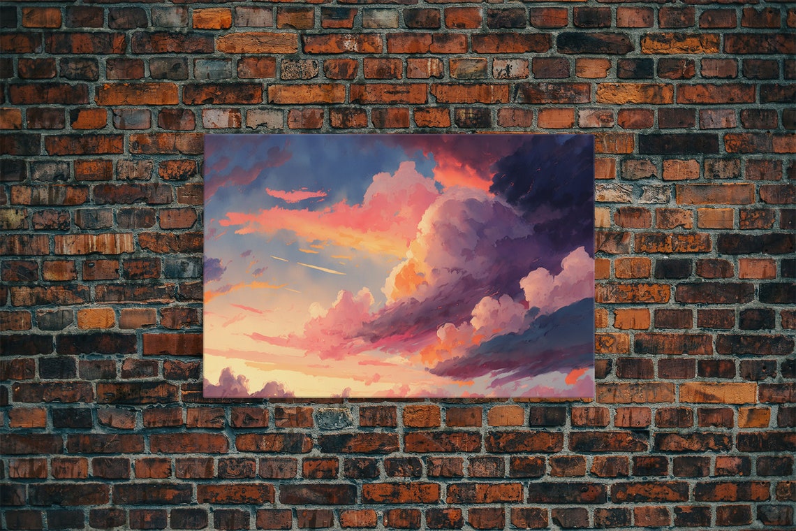 Pink Clouds Sunset Vibrant Violet Sky Dramatic Evening Art Poster