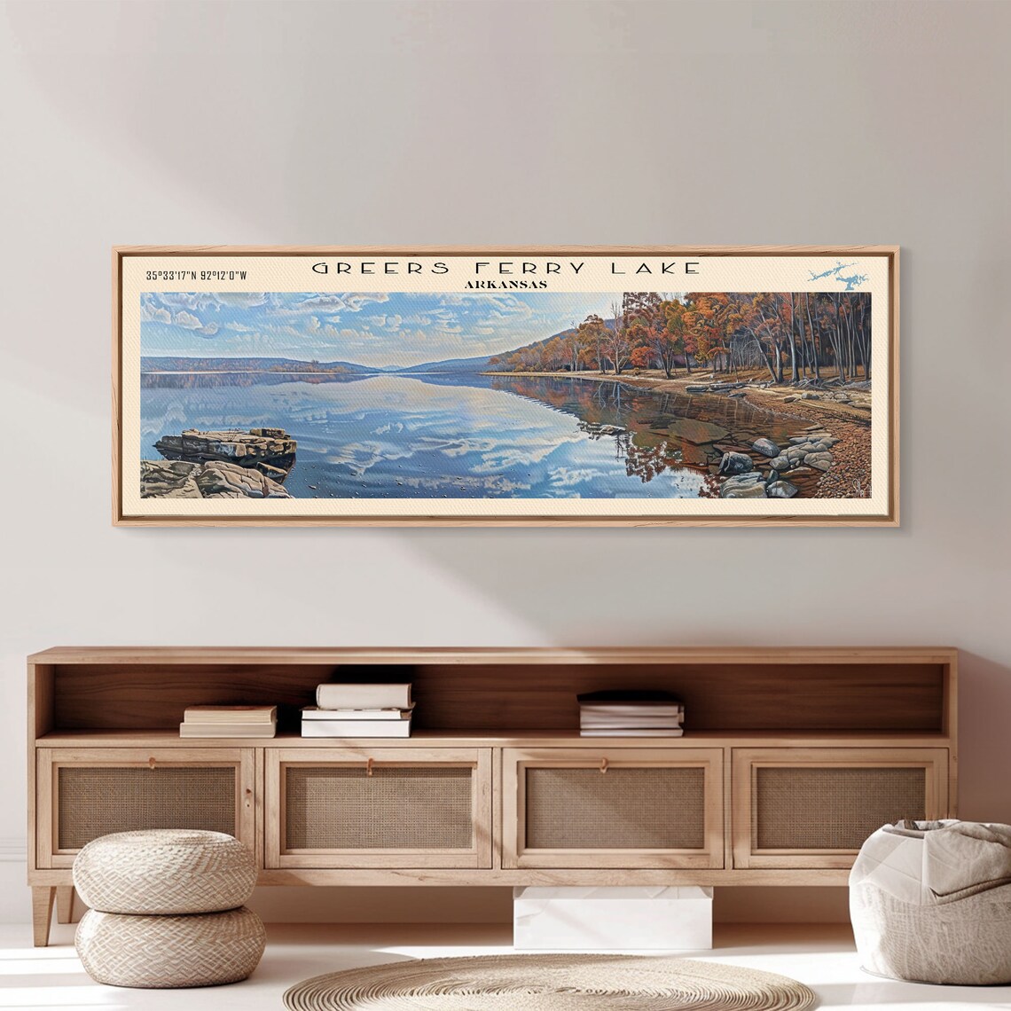 Greers Ferry Lake Arkansas Mirror Calm Water Autumn Hills Poster - Image 5
