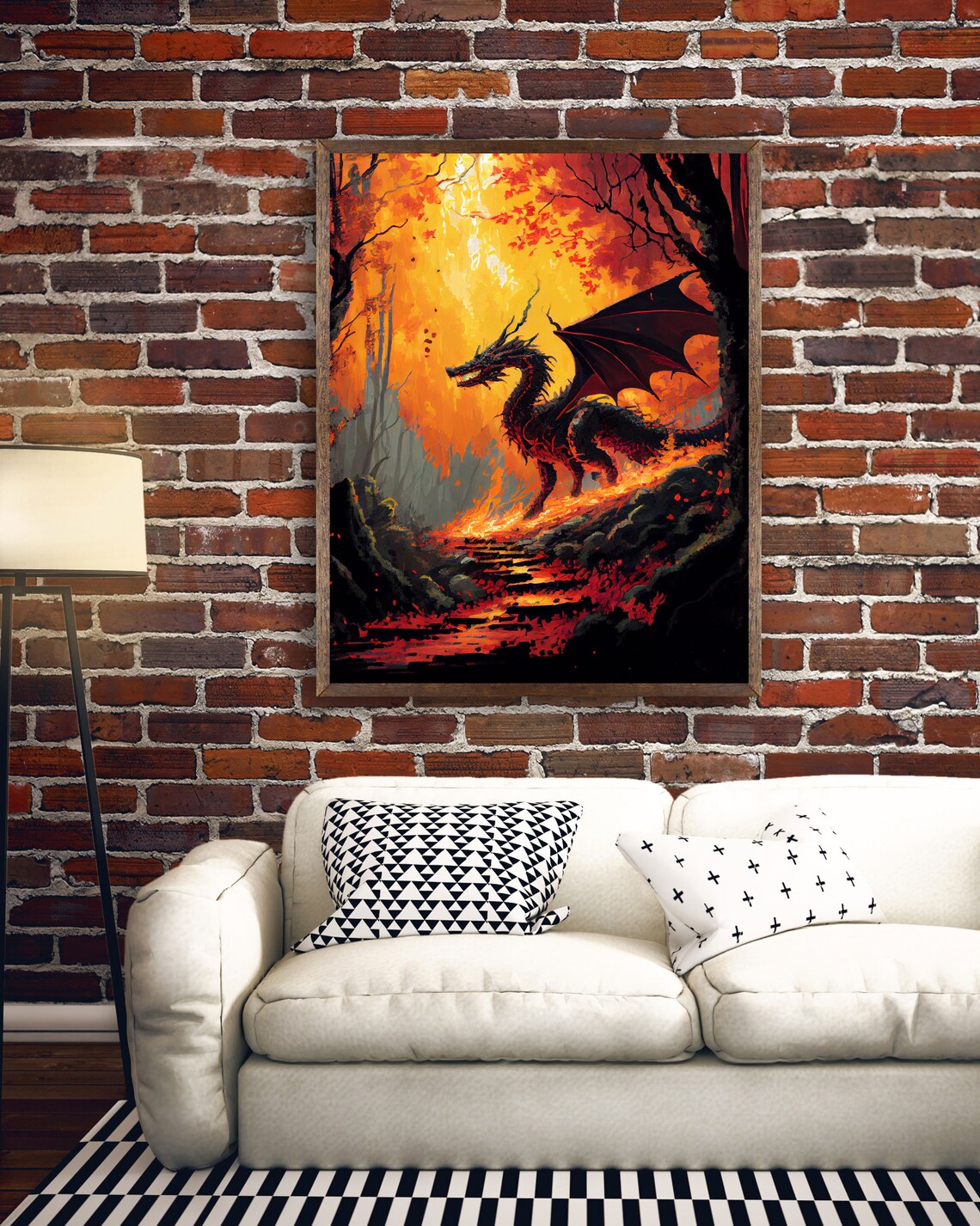 Dragon Standing In A Burned Forest Fantasy Art Fine Art Poster Print - Image 3