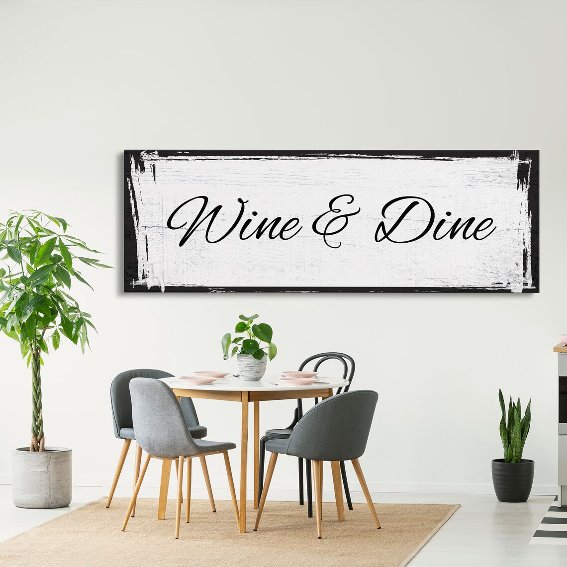 Wine And Dine Sign, Kitchen Wall Art Print