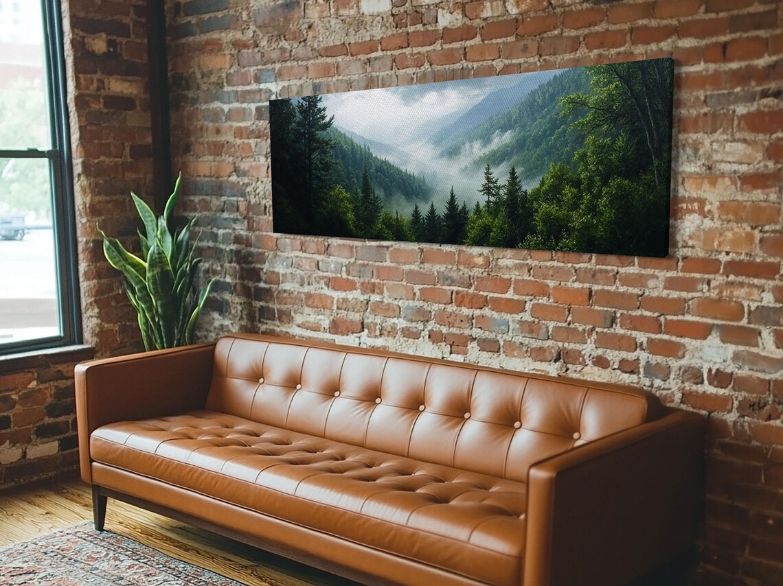 Emerald Green Mountain Landscape Wall Art Blue Ridge Mountains Print Extra Large Wall Art For Living Room Above Sofa - Image 5