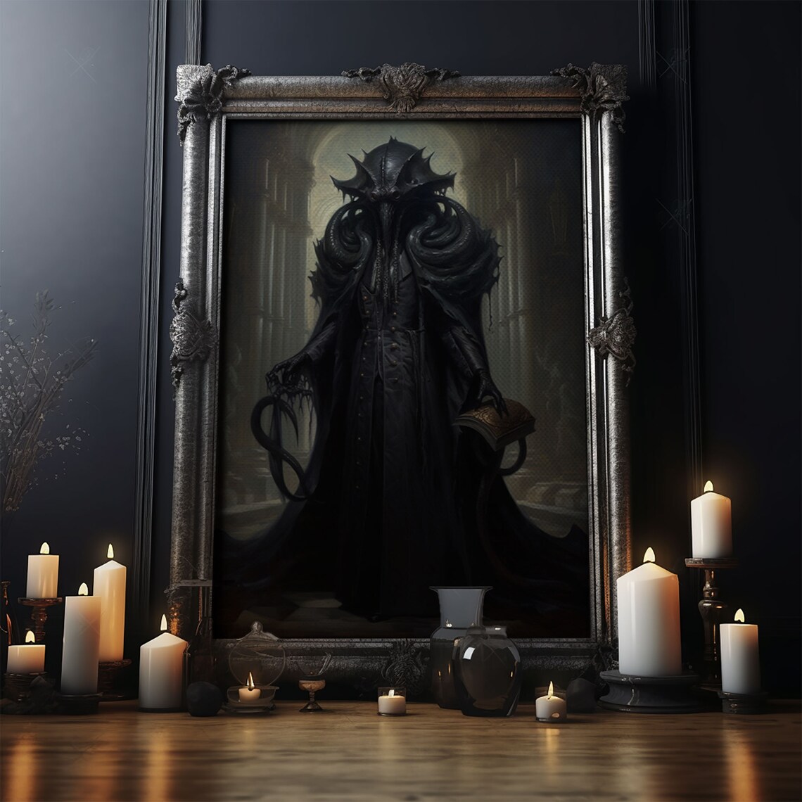 Victorian Portrait Of Cthulhu Gothic Halloween Art Print - Image 4