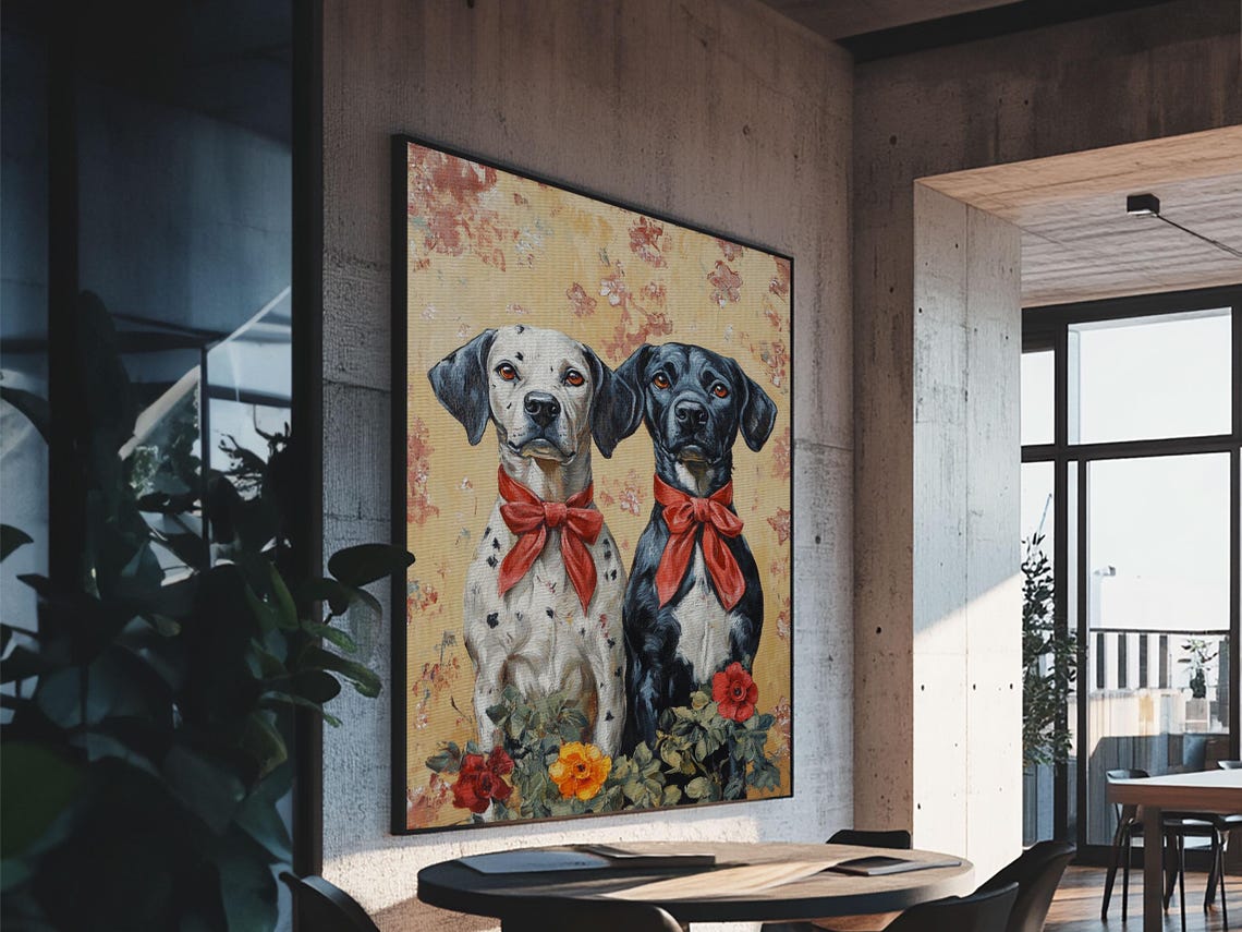 Christmas Dalmations Print Cute Dog Wall Art Dog Painting - Image 6