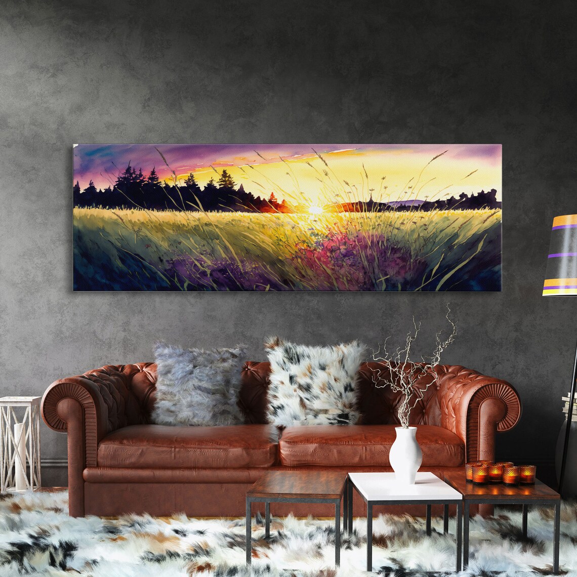 Texas Prairie Sunset Watercolor Wall Art Print - Image 3