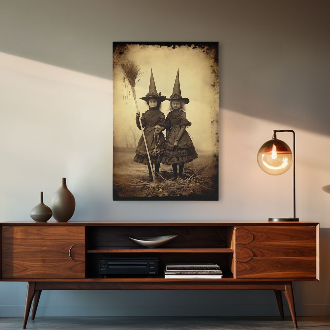 Little Witches Portrait, Victorian Witch Halloween Art Print - Image 6